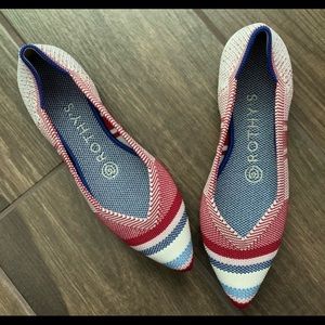 Rothys red varsity stripe the point flats